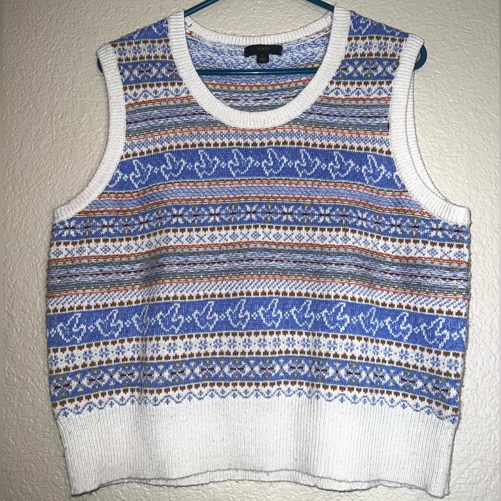 J. Crew Women’s Fair Aisle Multicolor Wool Blend Sweater Vest Sz L